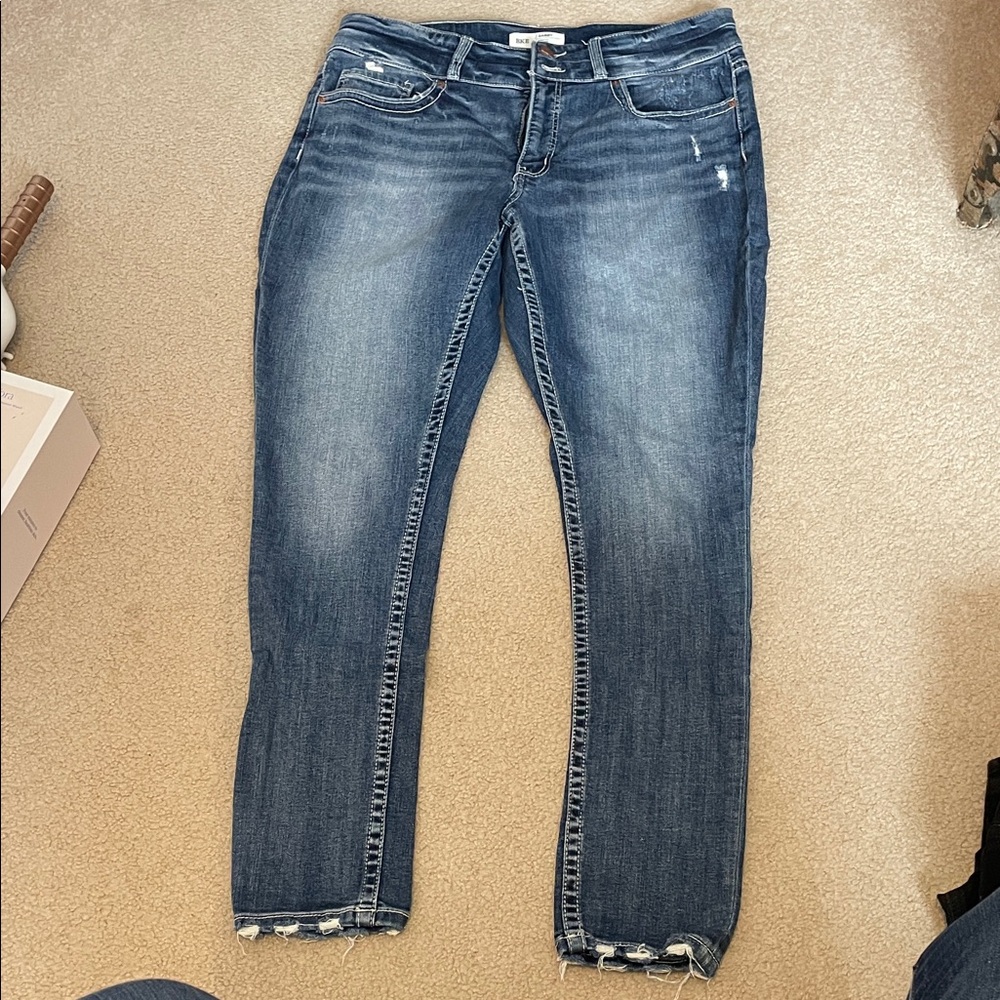 BKE Women's Distressed Blue Skinny Jeans Buckle